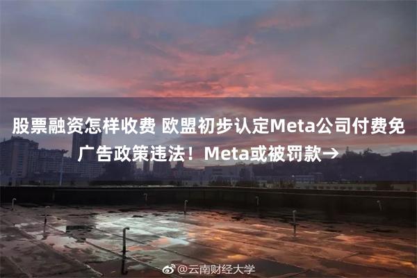 股票融资怎样收费 欧盟初步认定Meta公司付费免广告政策违法！Meta或被罚款→