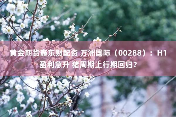 黄金期货鑫东财配资 万洲国际（00288）：H1盈利急升 猪周期上行期回归？