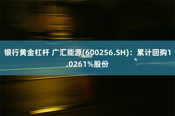 银行黄金杠杆 广汇能源(600256.SH)：累计回购1.0261%股份